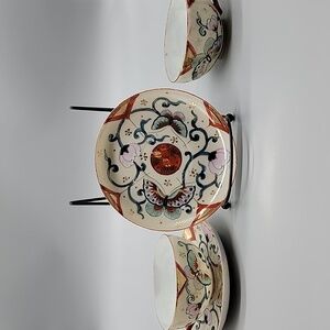 Japanese Kutani Eggshell Porcelian Teacup And Saucer Set Of 2